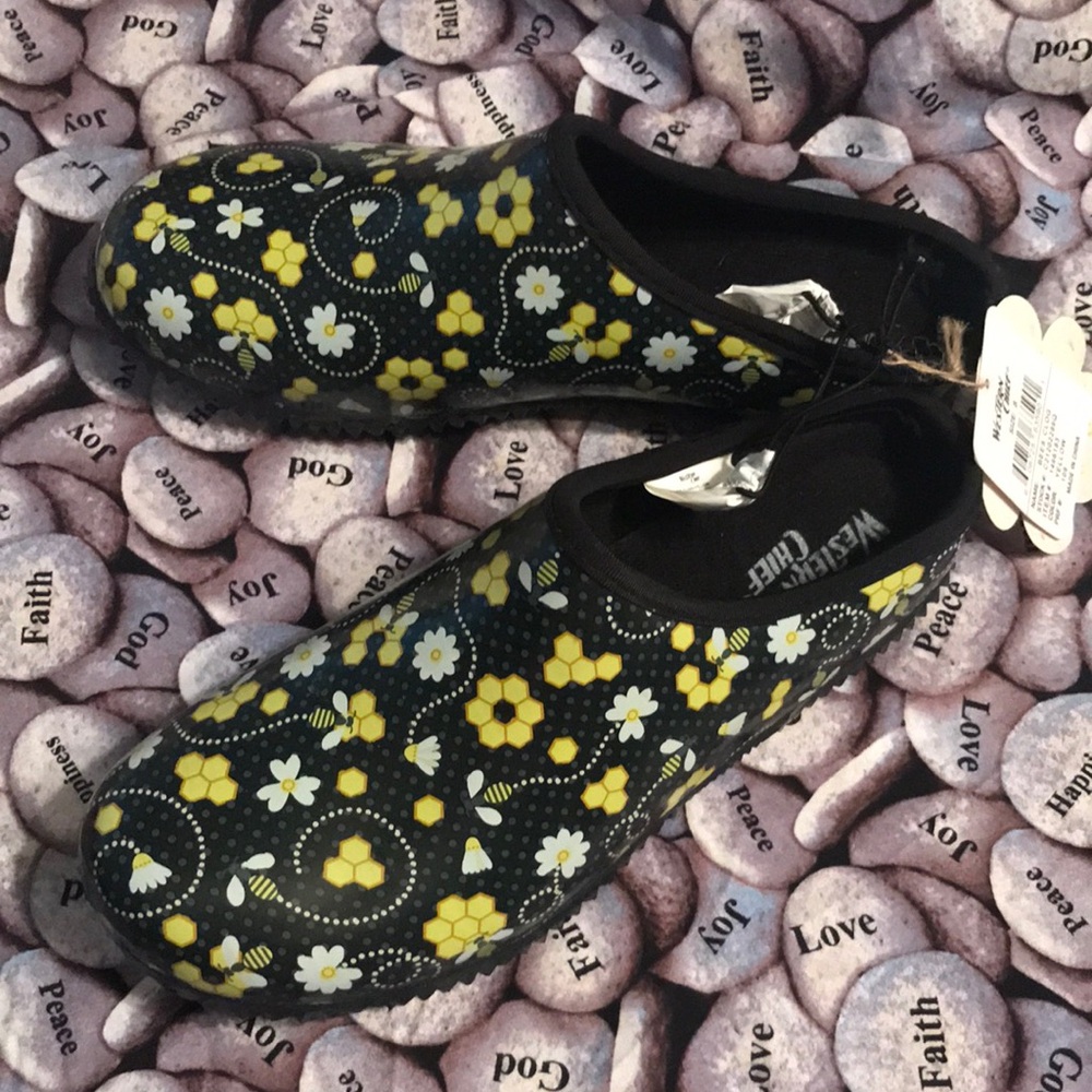 Black and Yellow Water Shoes with Floral Design